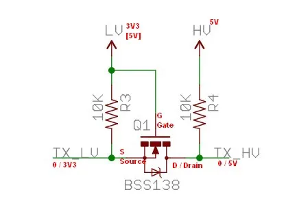 Schematic of a MOSFET-based Logic Level Converter Schematic of a MOSFET-based Logic Level Converter
