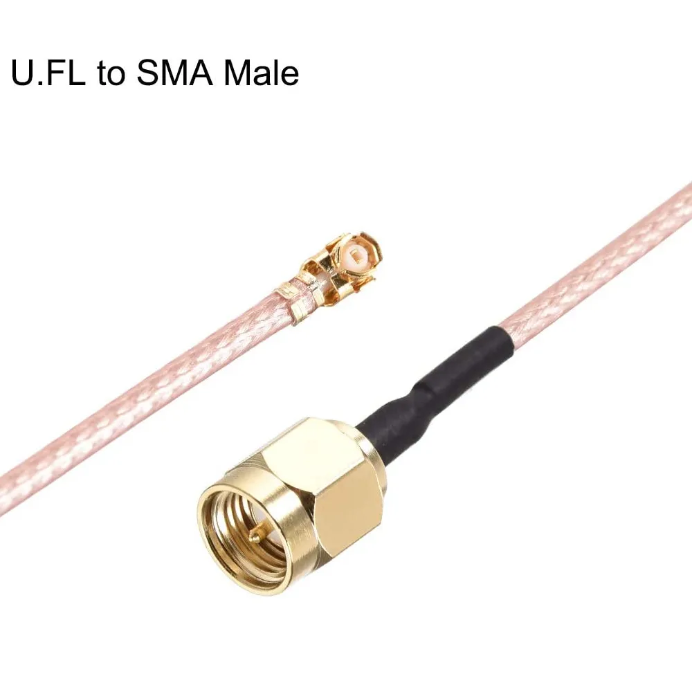 U.FL to SMA Male coaxial pigtail cable assembly. U.FL to SMA Male coaxial pigtail cable assembly.