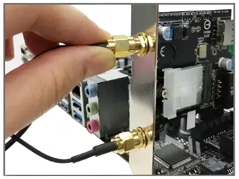 Example layout showing internal SMA cable and external antenna connection Example layout showing internal SMA cable and external antenna connection