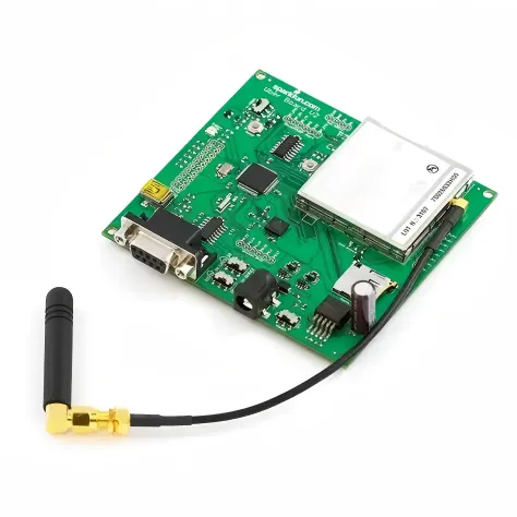 Schematic of a compact RF module (e.g., GNSS, Cellular IoT) highlighting its onboard MMCX connector, contrasted with peripheral test equipment featuring SMA interfaces. Schematic of a compact RF module (e.g., GNSS, Cellular IoT) highlighting its onboard MMCX connector, contrasted with peripheral test equipment featuring SMA interfaces.