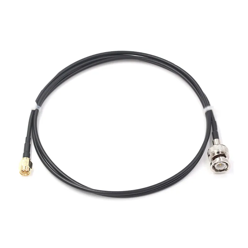 Close-up of an SMA to BNC cable using thinner, more flexible RG174 coaxial cable Close-up of an SMA to BNC cable using thinner, more flexible RG174 coaxial cable