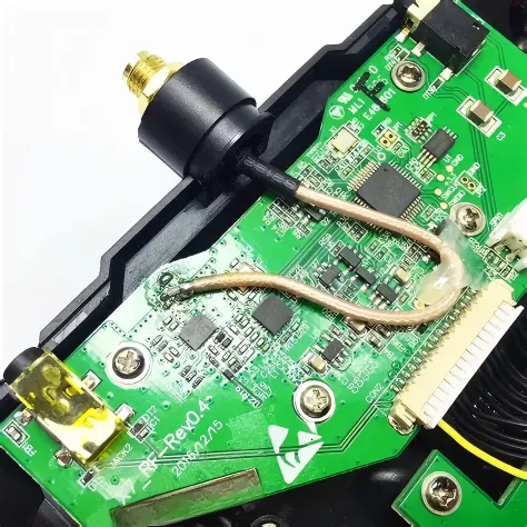 RG316 coaxial cable used in a compact RF module, connecting to an SMA bulkhead RG316 coaxial cable used in a compact RF module, connecting to an SMA bulkhead