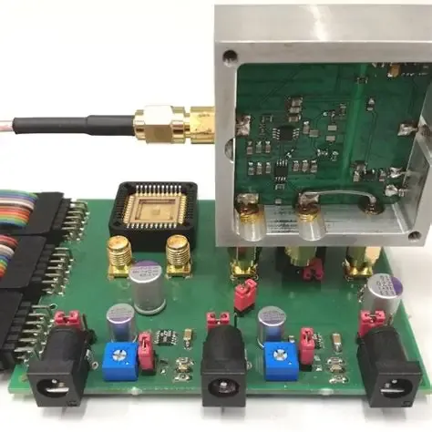 Diagram showing SMA connectors on compact radios and BNC connectors on test instruments, with an adapter bridging them Diagram showing SMA connectors on compact radios and BNC connectors on test instruments, with an adapter bridging them