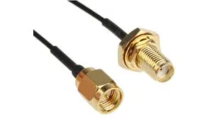 Product photo of a finished SMA adapter cable assembly with SMA connectors on both ends and flexible RG316 coaxial cable Product photo of a finished SMA adapter cable assembly with SMA connectors on both ends and flexible RG316 coaxial cable