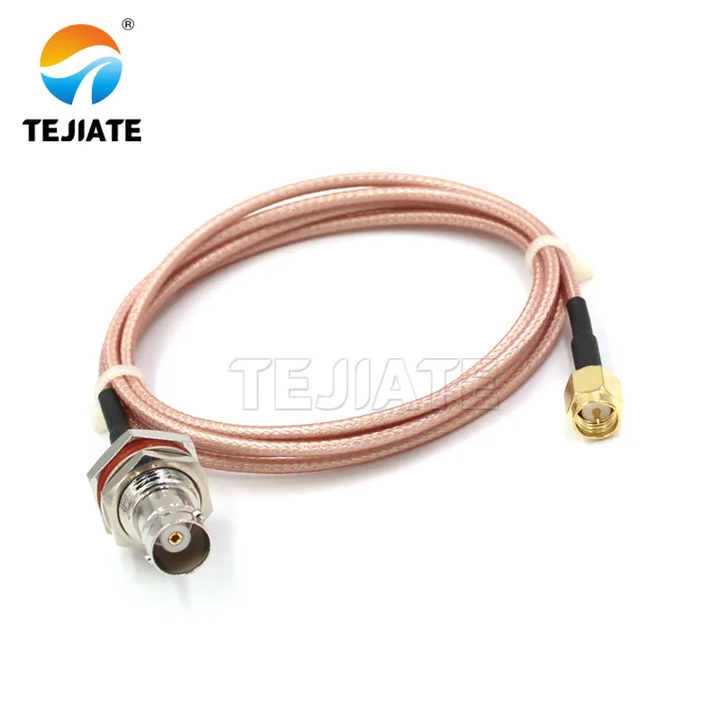 Flexible SMA to BNC cable assembly with SMA plug and BNC plug connected by coaxial cable Flexible SMA to BNC cable assembly with SMA plug and BNC plug connected by coaxial cable