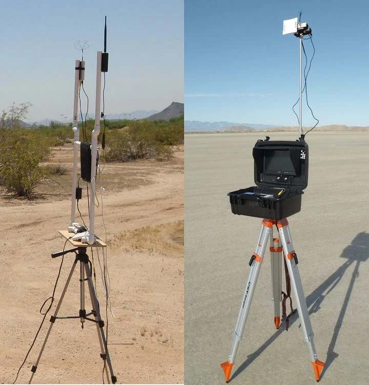 FPV ground station with diversity antenna setup on tripod FPV ground station with diversity antenna setup on tripod