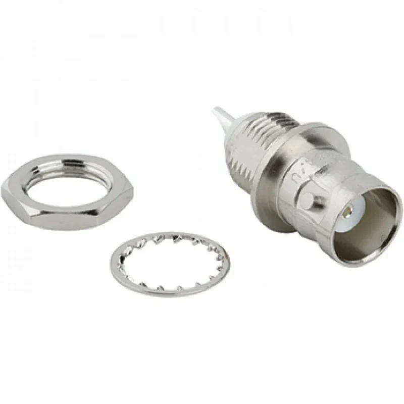 BNC female bulkhead panel mount connector with nut and locking washer BNC female bulkhead panel mount connector with nut and locking washer