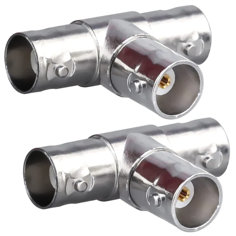 BNC female T connector adapters with three-port direct coaxial topology BNC female T connector adapters with three-port direct coaxial topology