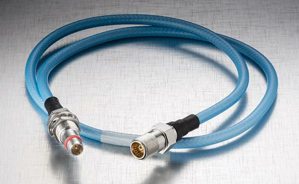 Blue custom RF cable assembly with coaxial connectors Blue custom RF cable assembly with coaxial connectors