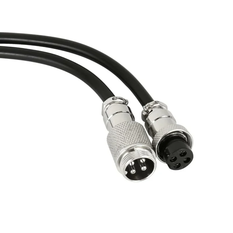 GX16 4 pin male and female aviation connector cable assembly on white background GX16 4 pin male and female aviation connector cable assembly on white background