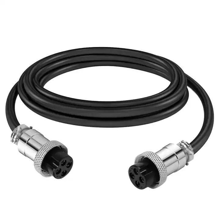 GX16 female-to-female circular connector cable assembly with black cable GX16 female-to-female circular connector cable assembly with black cable