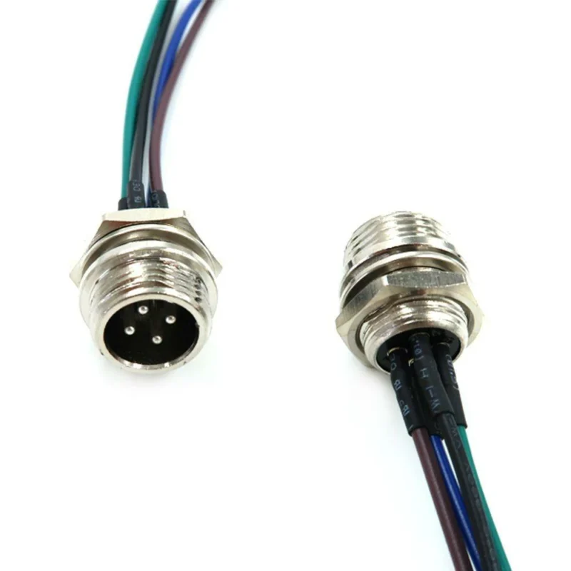 GX16 multi-pin panel mount connectors with color-coded wires GX16 multi-pin panel mount connectors with color-coded wires