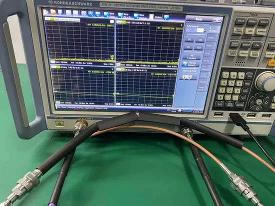 Low loss coaxial cables connected to a VNA for RF testing Low loss coaxial cables connected to a VNA for RF testing