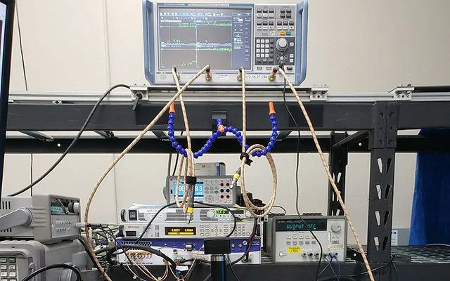 RF adapters and coaxial cables used in a VNA laboratory test setup RF adapters and coaxial cables used in a VNA laboratory test setup