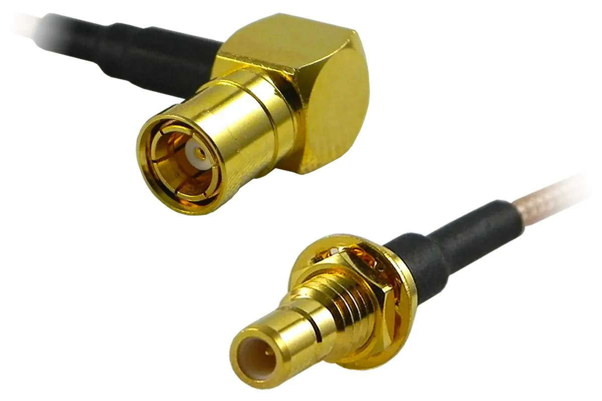 Right angle SMB to bulkhead SMB coaxial cable assembly Right angle SMB to bulkhead SMB coaxial cable assembly