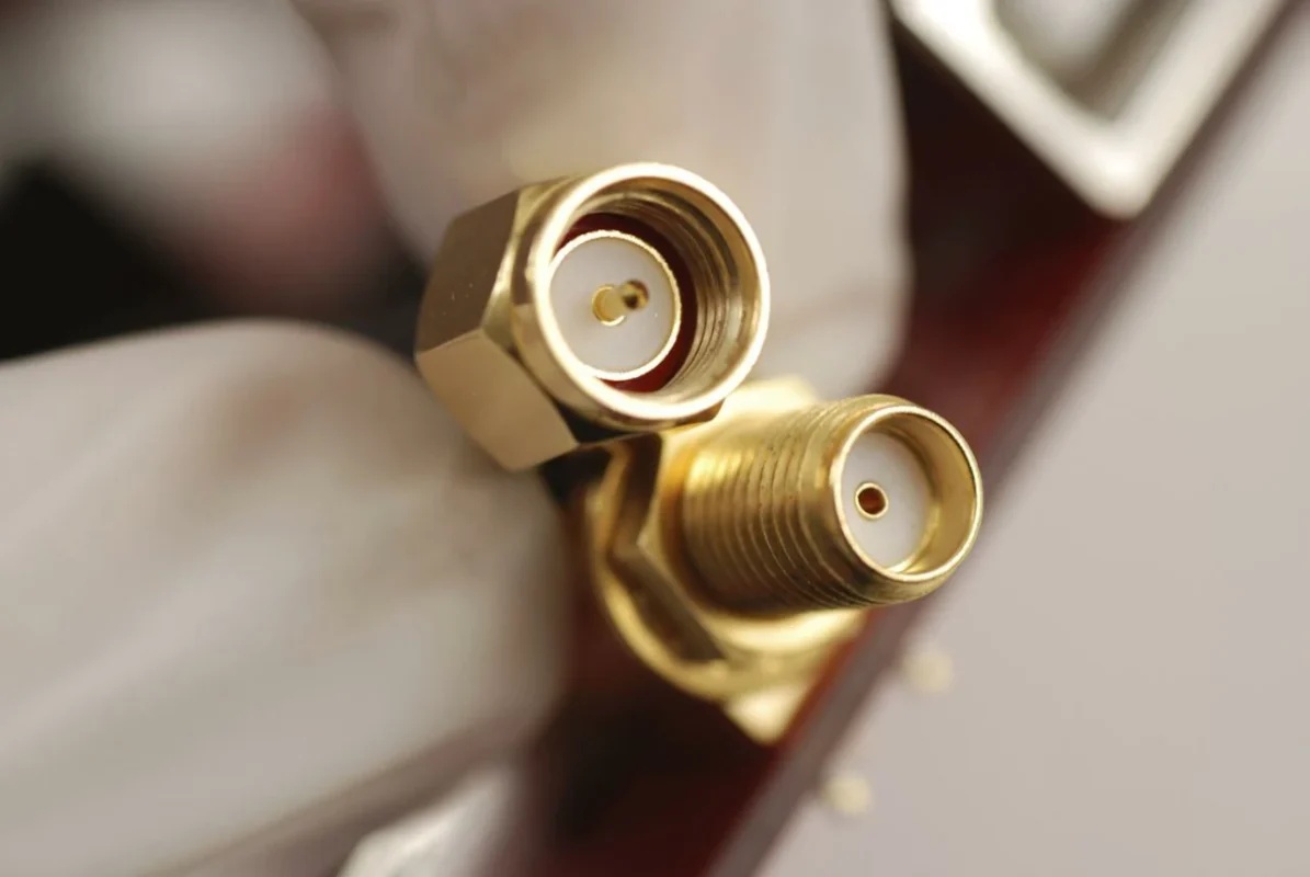 SMA male and female connector interface comparison with center pin and socket SMA male and female connector interface comparison with center pin and socket
