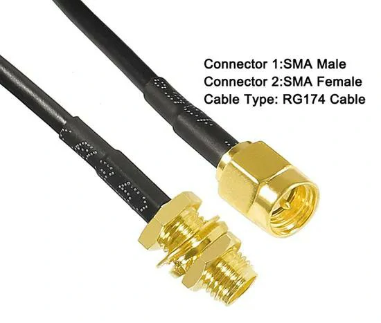 SMA male to SMA female RG174 coaxial cable assembly SMA male to SMA female RG174 coaxial cable assembly
