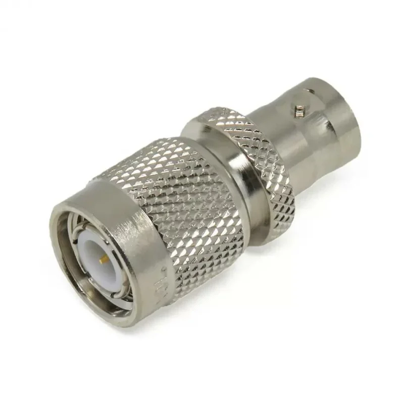 Straight TNC male to BNC female adapter for RF interface conversion Straight TNC male to BNC female adapter for RF interface conversion