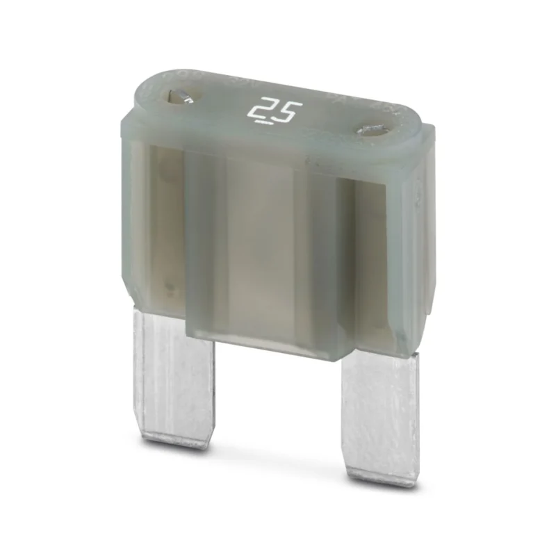 25A MAXI blade fuse with translucent housing and wide metal blades for automotive circuit protection 25A MAXI blade fuse with translucent housing and wide metal blades for automotive circuit protection