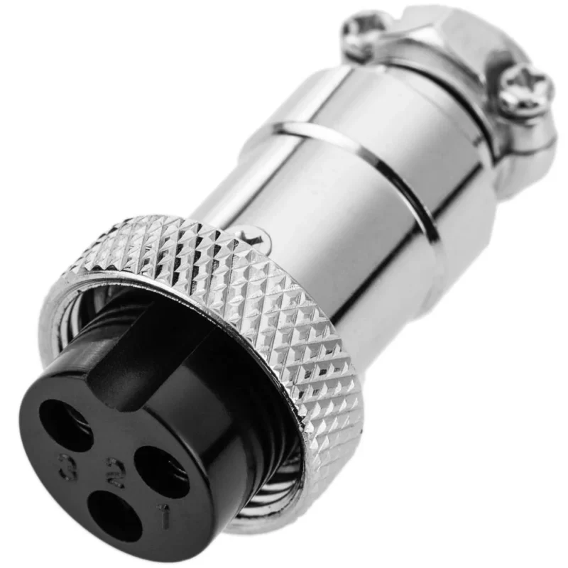 3 pin circular panel mount electrical connector with threaded locking design 3 pin circular panel mount electrical connector with threaded locking design