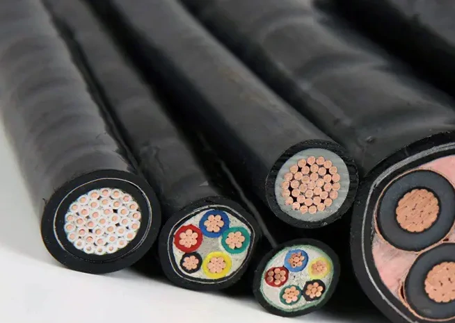 Cross sections of cables with different conductor, insulation, and jacket constructions Cross sections of cables with different conductor, insulation, and jacket constructions