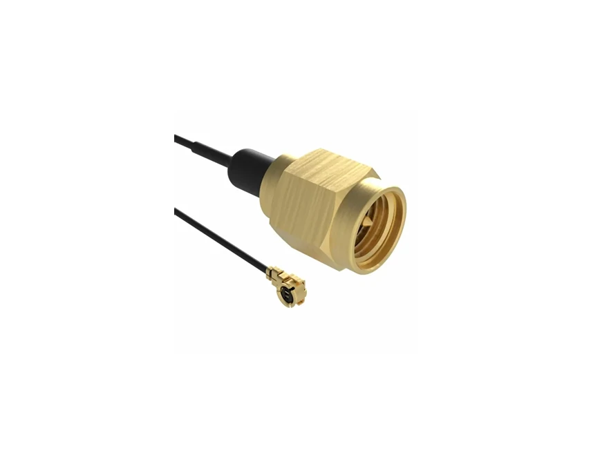 Flexible RF adapter cable assembly connecting a miniature snap-on interface to an SMA male connector Flexible RF adapter cable assembly connecting a miniature snap-on interface to an SMA male connector