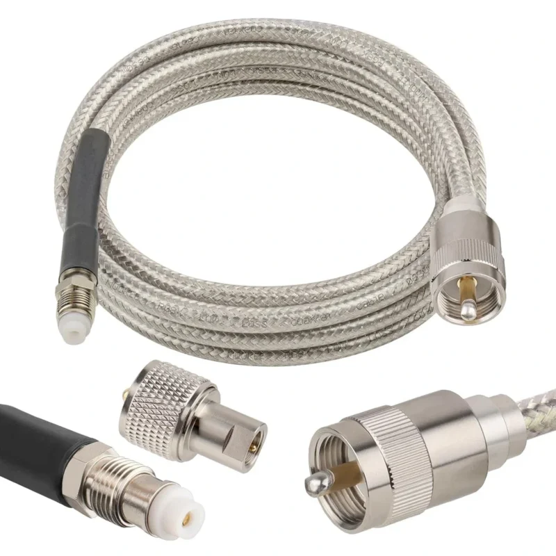 FME connector cable assembly with UHF male plug and braided coaxial cable FME connector cable assembly with UHF male plug and braided coaxial cable