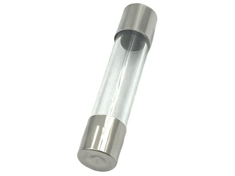 Glass cartridge fuse with metal end caps for circuit protection applications Glass cartridge fuse with metal end caps for circuit protection applications