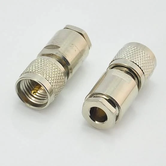 Straight Mini-UHF male connectors with rear coaxial cable entry Straight Mini-UHF male connectors with rear coaxial cable entry