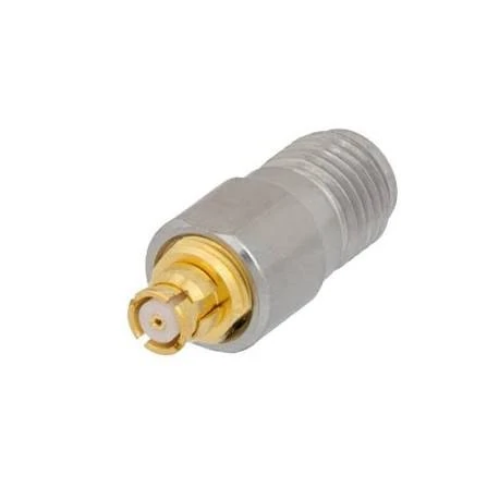 Miniature threaded-to-snap-on coax adapter for compact RF connection conversion Miniature threaded-to-snap-on coax adapter for compact RF connection conversion