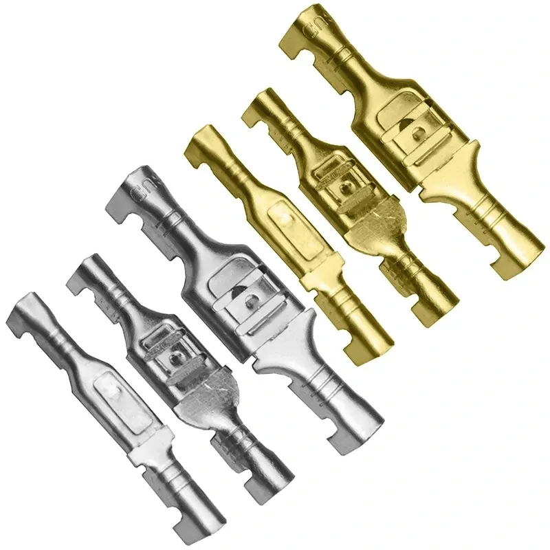Non insulated metal spade terminal contacts for wire crimping Non insulated metal spade terminal contacts for wire crimping