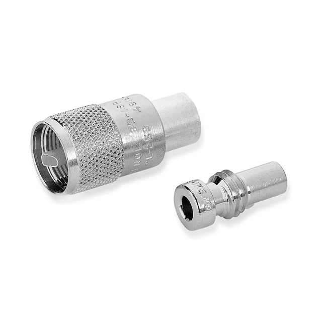 PL259 compression connector body and cable termination components PL259 compression connector body and cable termination components