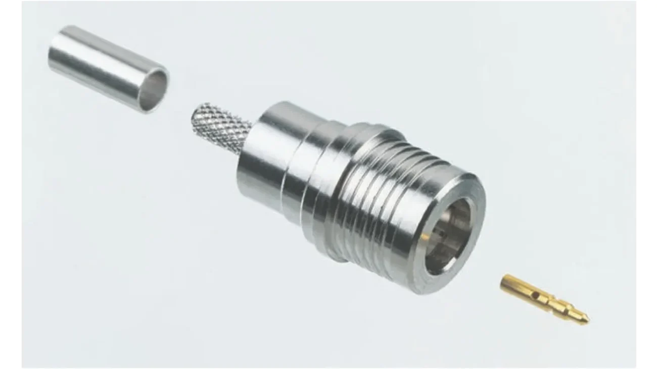 QMA connector crimp termination components with ferrule and center contact QMA connector crimp termination components with ferrule and center contact