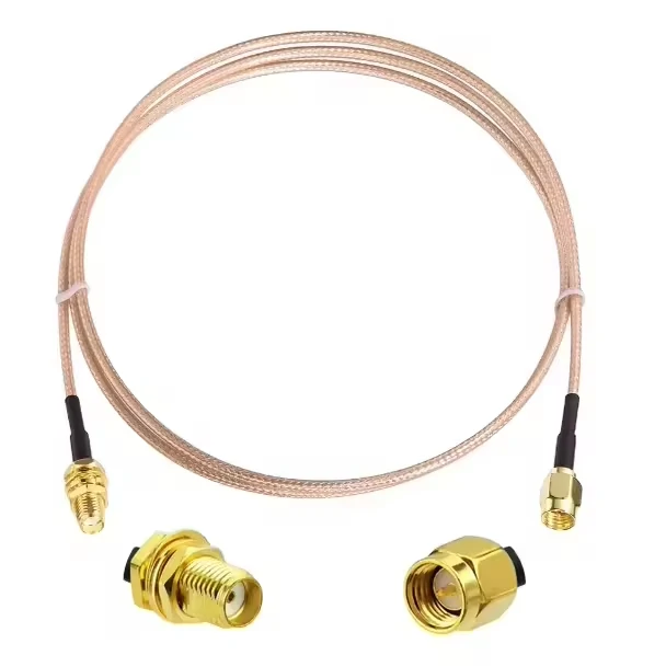 RG316 SMA female bulkhead to SMA male cable assembly with panel-mount hardware RG316 SMA female bulkhead to SMA male cable assembly with panel-mount hardware