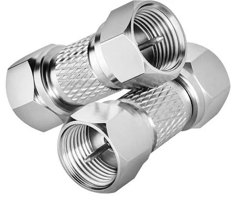 Three twist-on F connectors designed for terminating RG6 75-ohm coaxial cable Three twist-on F connectors designed for terminating RG6 75-ohm coaxial cable