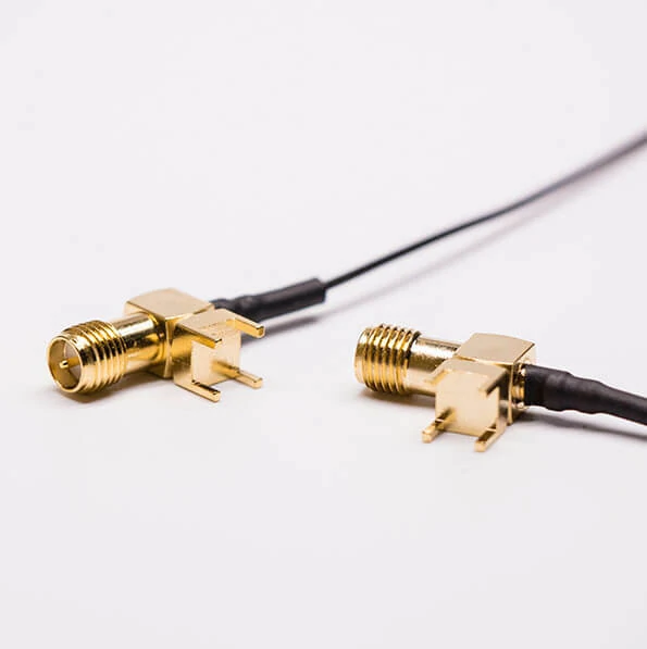 Right-angle SMA connectors with miniature coax pigtail cables Right-angle SMA connectors with miniature coax pigtail cables