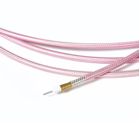 Semi-flexible coaxial cable showing inner conductor dielectric and braided shielding structure Semi-flexible coaxial cable showing inner conductor dielectric and braided shielding structure