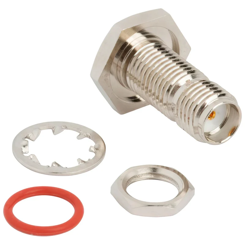 SMA female bulkhead connector with nut washer and sealing O-ring SMA female bulkhead connector with nut washer and sealing O-ring