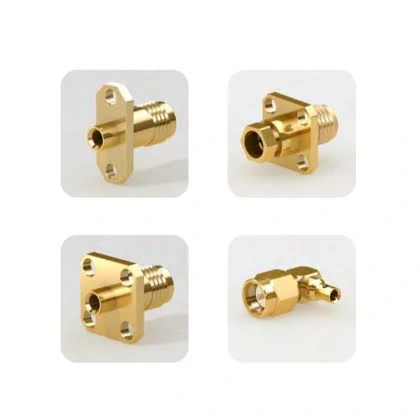 SMA flange bulkhead and right-angle connector mounting options SMA flange bulkhead and right-angle connector mounting options