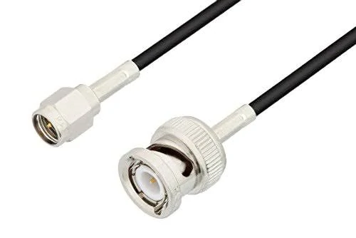 SMA male to BNC male RF test cable with black coax SMA male to BNC male RF test cable with black coax