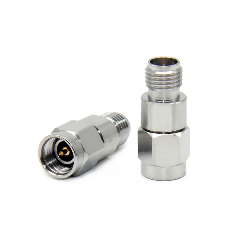 SMA male to female straight adapters showing pin and socket interfaces SMA male to female straight adapters showing pin and socket interfaces