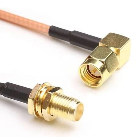 SMA right-angle plug to bulkhead jack coax cable assembly SMA right-angle plug to bulkhead jack coax cable assembly