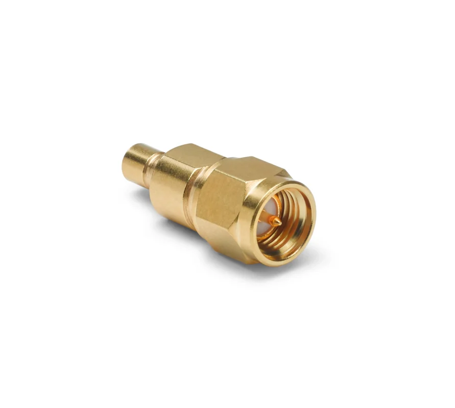 Straight SMB to SMA male adapter with gold-plated RF connector body Straight SMB to SMA male adapter with gold-plated RF connector body