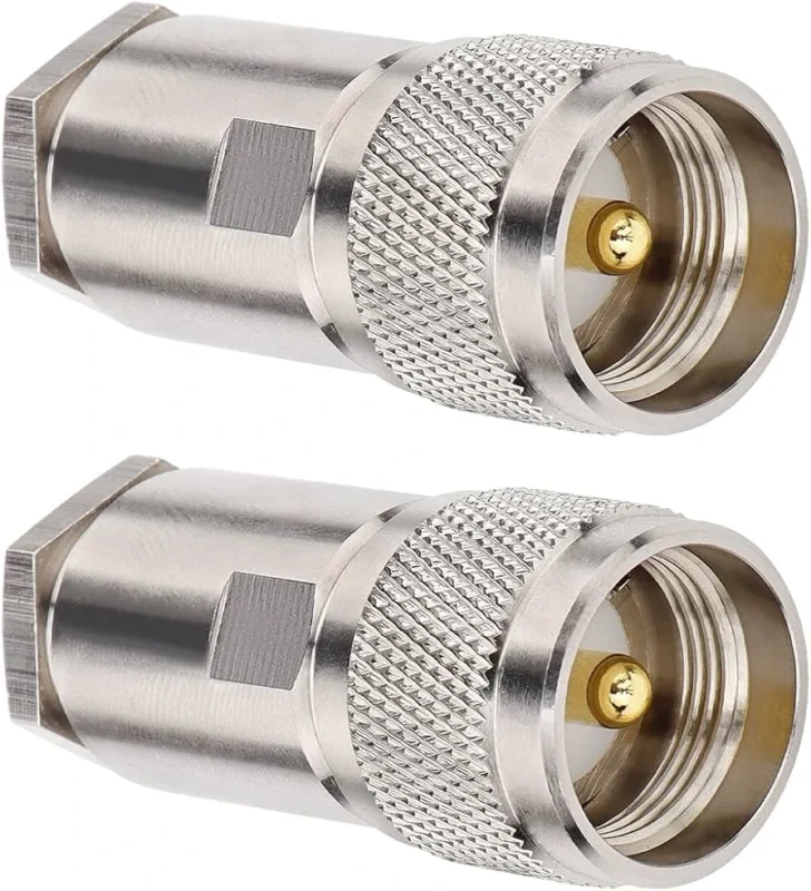 Threaded UHF coax connectors with knurled coupling bodies Threaded UHF coax connectors with knurled coupling bodies