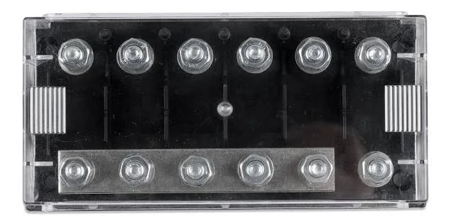Transparent MIDI fuse holder showing bolt down fuse installation structure Transparent MIDI fuse holder showing bolt down fuse installation structure