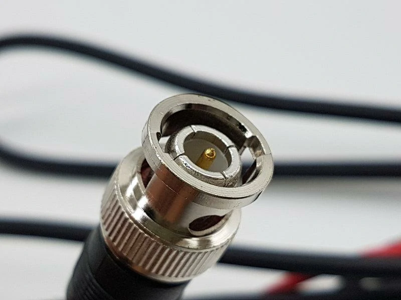 BNC connector interface showing center contact and bayonet coupling structure BNC connector interface showing center contact and bayonet coupling structure