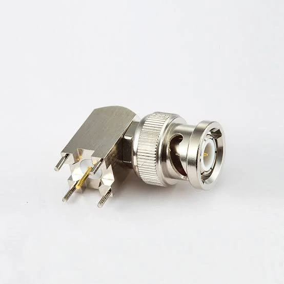 Right angle BNC adapter with PCB mounting RF connector design Right angle BNC adapter with PCB mounting RF connector design