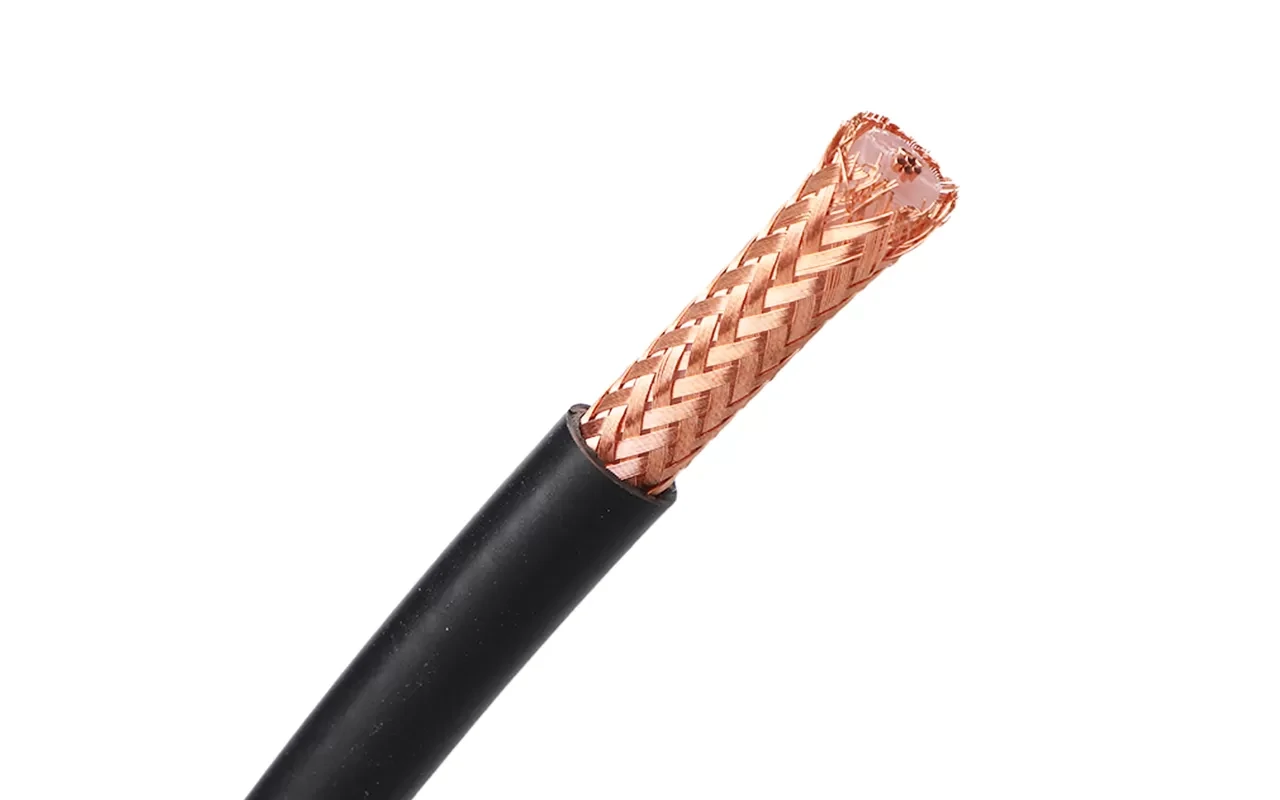 Copper braided shield layer inside RF coaxial cable Copper braided shield layer inside RF coaxial cable