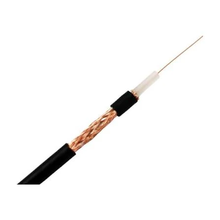 Cross section of coaxial cable showing center conductor dielectric and shielding layers Cross section of coaxial cable showing center conductor dielectric and shielding layers