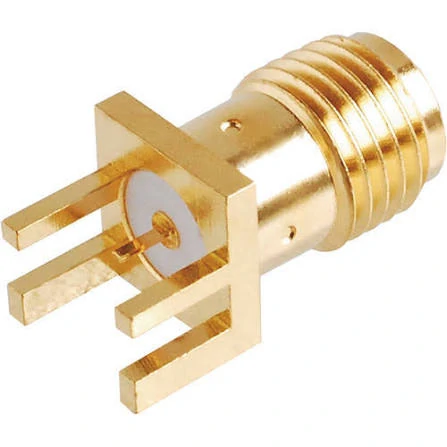 Gold plated SMA male PCB RF connector for high frequency applications Gold plated SMA male PCB RF connector for high frequency applications